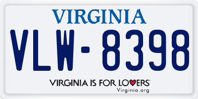 VA license plate VLW8398