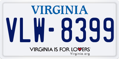 VA license plate VLW8399