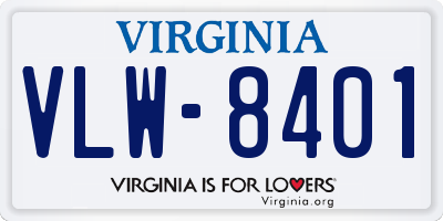 VA license plate VLW8401