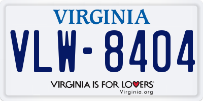 VA license plate VLW8404