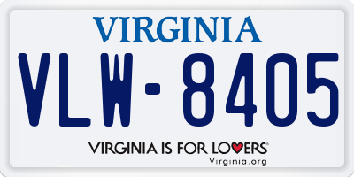 VA license plate VLW8405