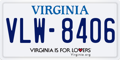 VA license plate VLW8406