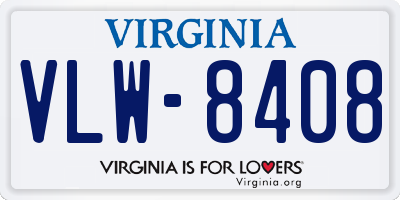 VA license plate VLW8408