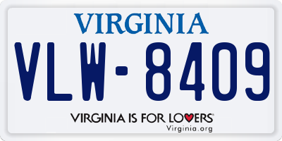 VA license plate VLW8409