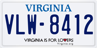 VA license plate VLW8412