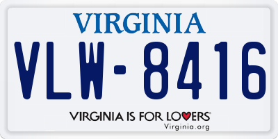 VA license plate VLW8416