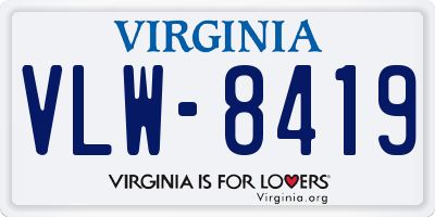 VA license plate VLW8419