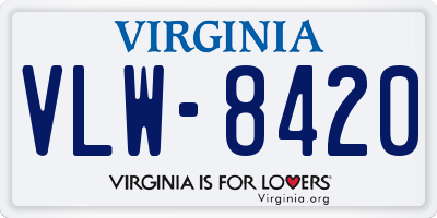 VA license plate VLW8420