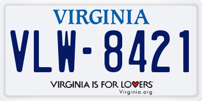 VA license plate VLW8421