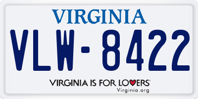 VA license plate VLW8422