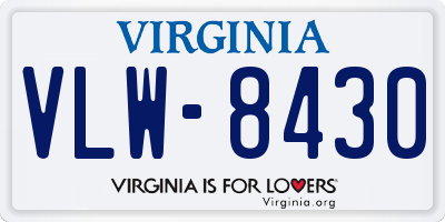 VA license plate VLW8430