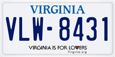 VA license plate VLW8431