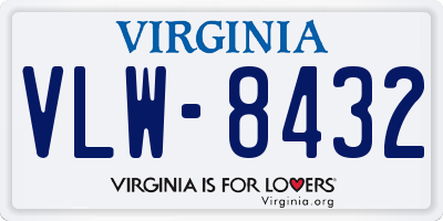 VA license plate VLW8432