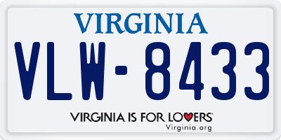 VA license plate VLW8433