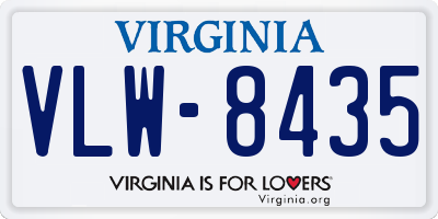 VA license plate VLW8435