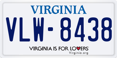 VA license plate VLW8438