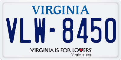 VA license plate VLW8450