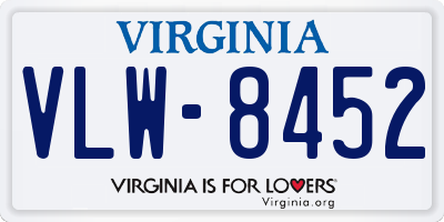 VA license plate VLW8452