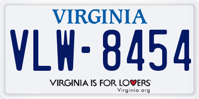 VA license plate VLW8454