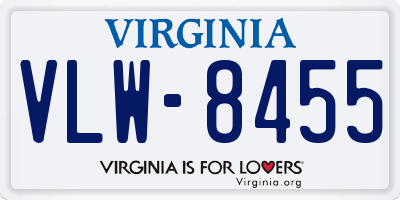 VA license plate VLW8455