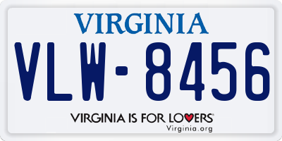 VA license plate VLW8456