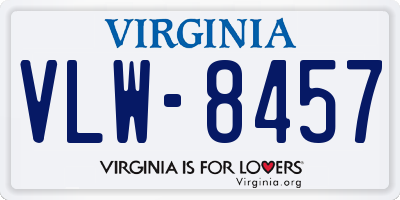 VA license plate VLW8457