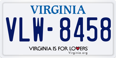 VA license plate VLW8458