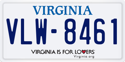 VA license plate VLW8461