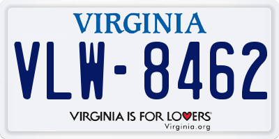 VA license plate VLW8462