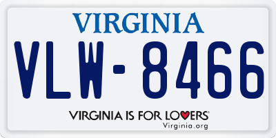 VA license plate VLW8466