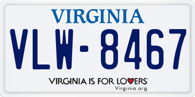 VA license plate VLW8467