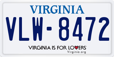 VA license plate VLW8472