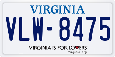 VA license plate VLW8475