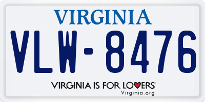 VA license plate VLW8476