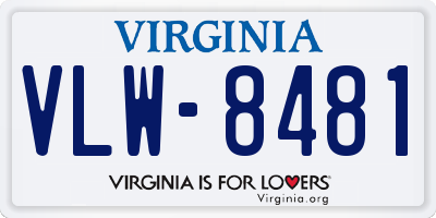 VA license plate VLW8481