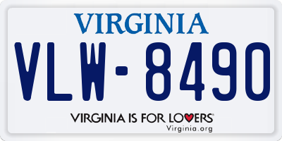 VA license plate VLW8490