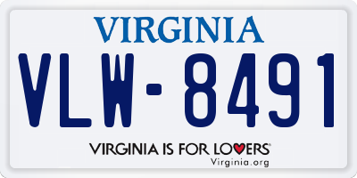 VA license plate VLW8491