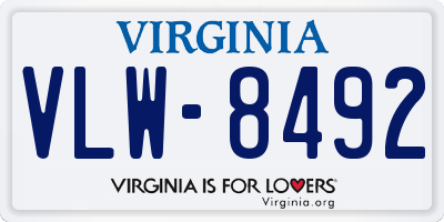 VA license plate VLW8492