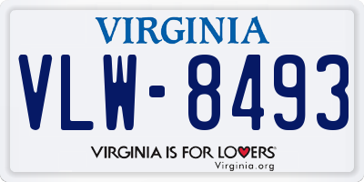 VA license plate VLW8493