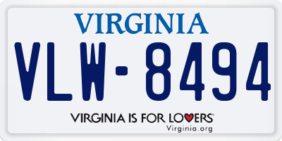 VA license plate VLW8494