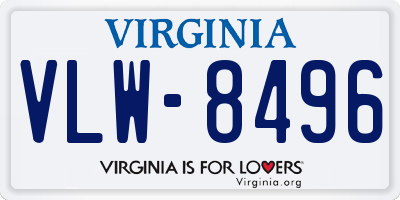 VA license plate VLW8496