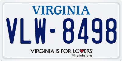 VA license plate VLW8498