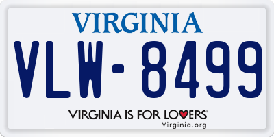 VA license plate VLW8499