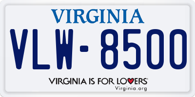 VA license plate VLW8500