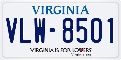 VA license plate VLW8501