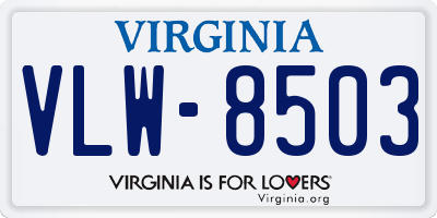 VA license plate VLW8503