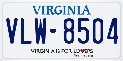 VA license plate VLW8504