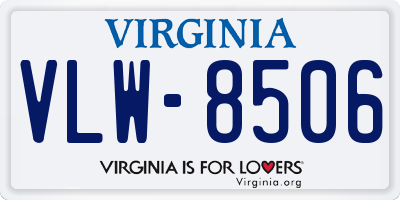 VA license plate VLW8506