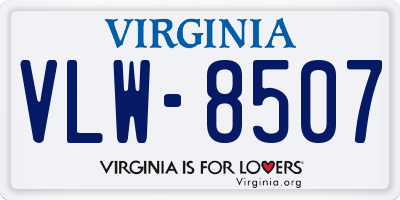 VA license plate VLW8507