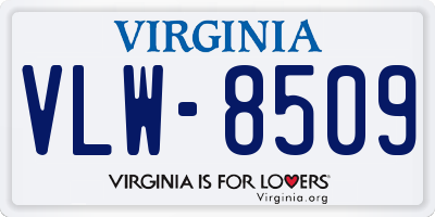 VA license plate VLW8509